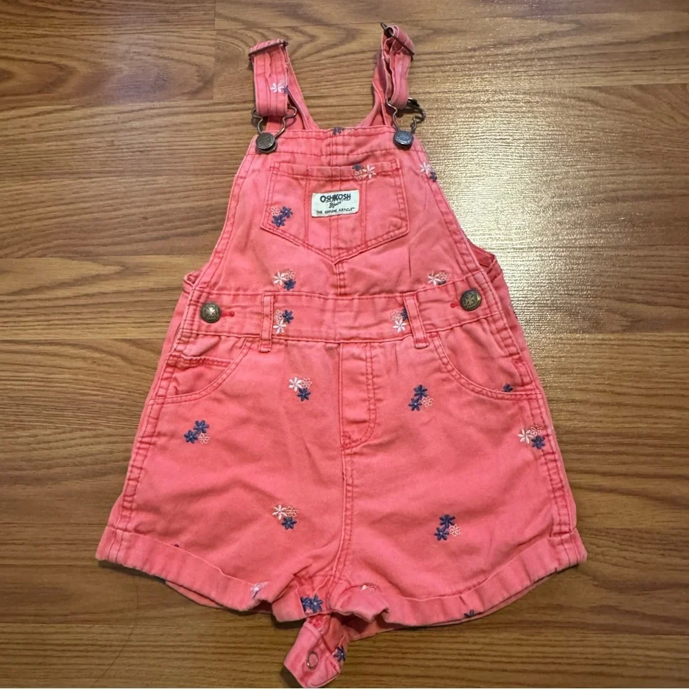 OshKosh‎ B'gosh Pink Floral Kids Overalls 24M